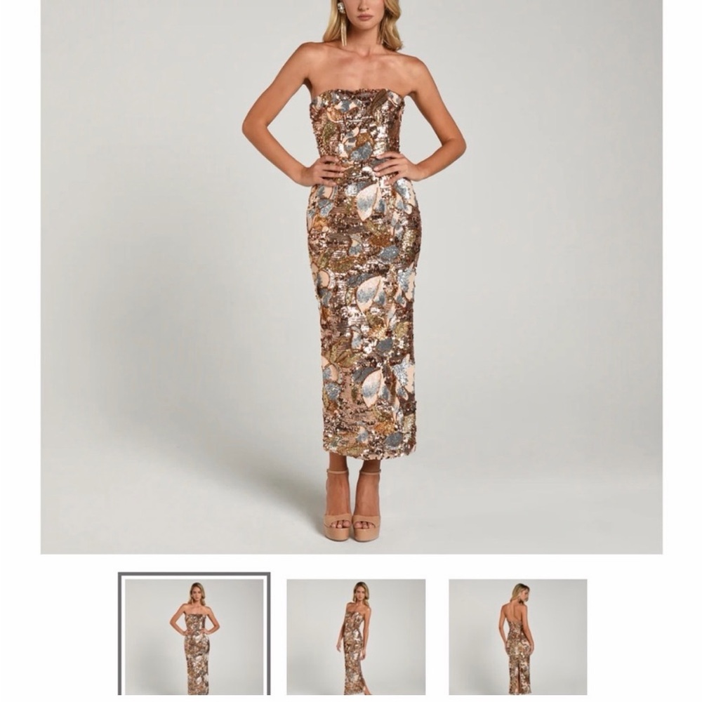 Helsi Leslie Strapless Stretch Sequin Midi Dress